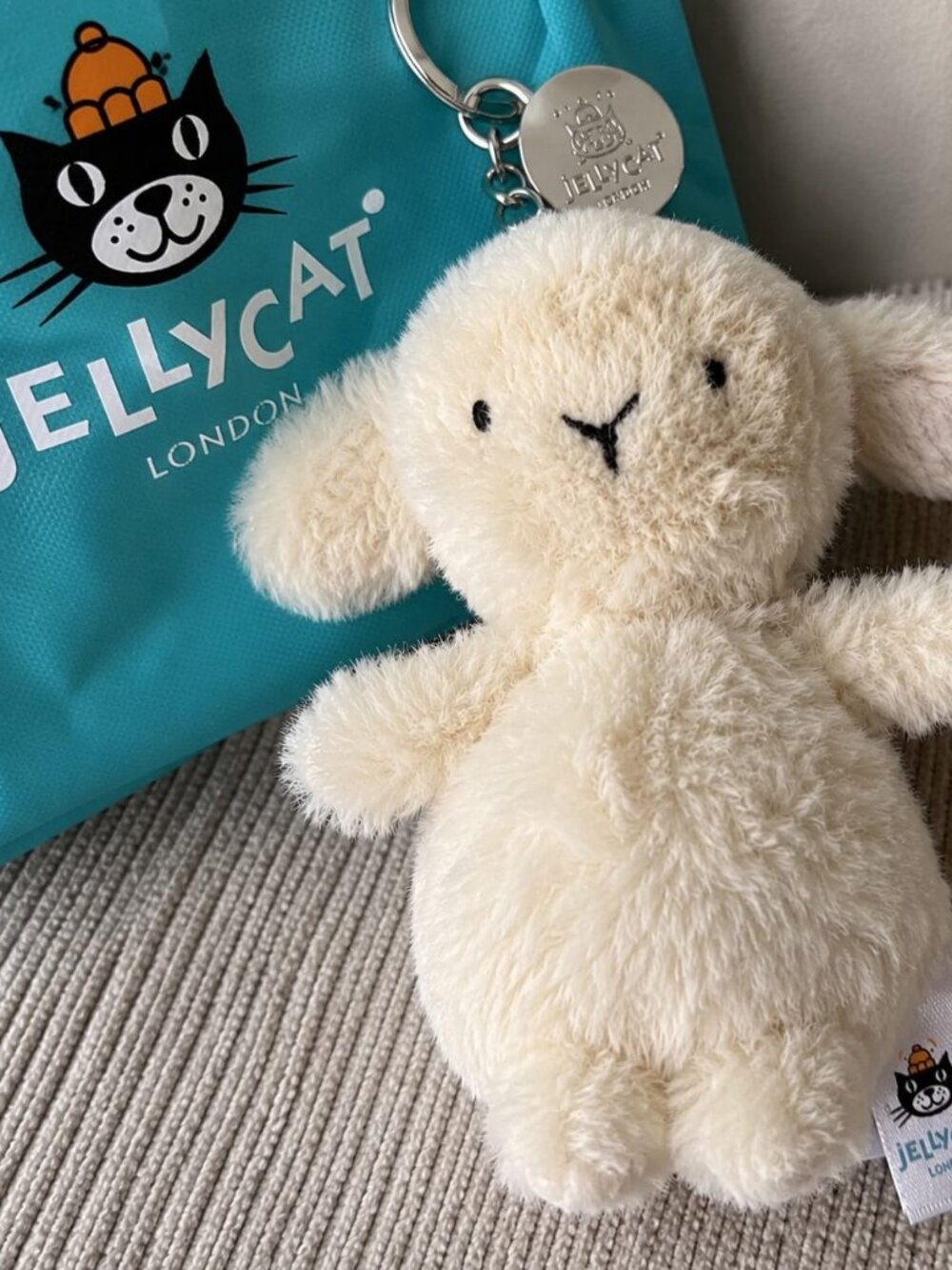 NWT Jellycat Little Lamb Bag Charm Plush Sheep Keychain Clip New